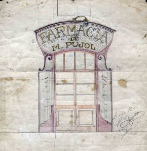 Projecte de la façana de la farmàcia Pujol, 1917