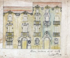 Projecte de disseny de la façana d'una casa situada al carrer de Camil Mulleras, a Olot, 1918