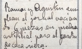 Anotacions de treballs a la casa Riera, 1913 (ACGAX. Fons Sadurní Brunet Pi. Dietaris)