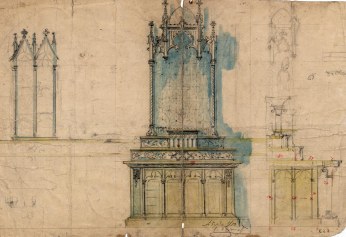 Esbós de l'altar de l'oratori de la casa Caminals o torre de can Gou, a Olot, 1916