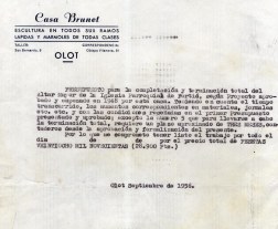 Correspondència sobre la reforma de l'altar major de l'església de Sant Julià, a Fortià, 1956
