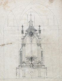 Esbós d'altar de l'església de Sant Julià, a Fortià, 1948