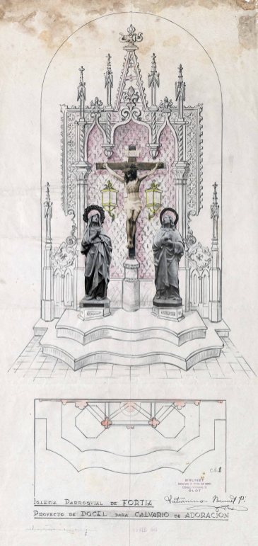 Projecte de l'altar del Calvari de l'església de Sant Julià, a Fortià, 1948