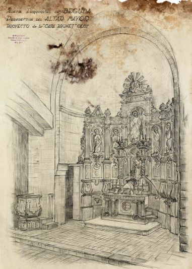 Projecte de l'altar major a l'església de Santa Eulàlia, a Begudà, 1945
