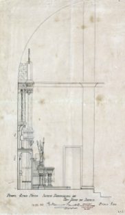 Perfil del projecte de l'altar major de l’església de Sant Jaume de Llierca, 1949