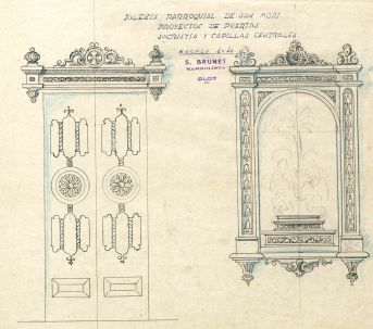 Projecte de porta de la sagristia i de les capelles centrals de l’església de Sant Maurici, a Sant Mori, 1946