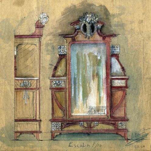 Projecte d'armari mirall, 1909