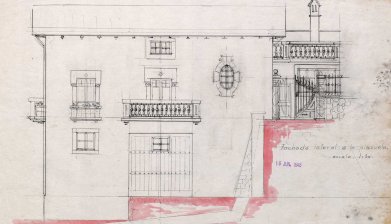 Plànol del projecte de reforma de la casa de Martí Batlle, a Jafre (façana lateral), 1945