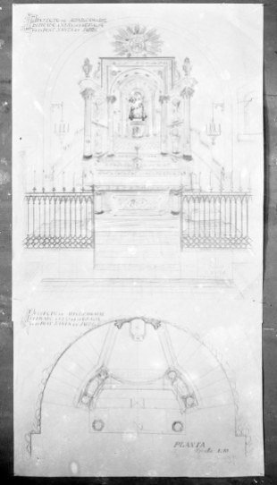 Reproducció del projecte de l'altar de la Mare de Déu de Gràcia del Santuari de la Fontsanta, a Jafre, 1945