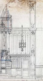 Perfil del projecte de l'altar major de l’església de Sant Jaume de Llierca, 1948