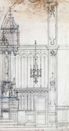 Perfil del projecte de l'altar major de l’església de Sant Jaume de Llierca, 1948