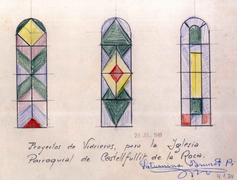 Proposta de vitralls de l'església de Sant Salvador, a Castellfollit de la Roca, 1949