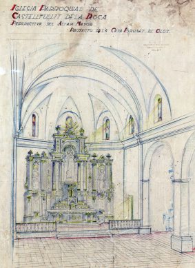 Projecte de l'altar major de l'església de Sant Salvador, a Castellfollit de la Roca, 1945