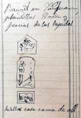 Esbossos de la làpida per a la tomba de Salvador Coderch, 10.5.1920 (ACGAX. Fons: Sadurní Brunet Pi. Dietaris)