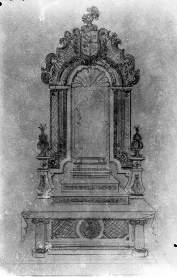 Reproducció del projecte de l’altar de la Mercè de l'església de Sant Maurici, a Sant Mori, 1946 (ACGAX. Fons Sadurní Brunet Pi. Autor: Sadurní Brunet)