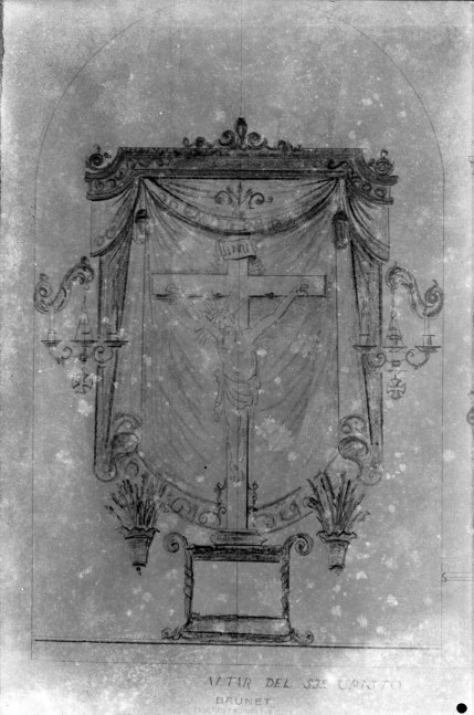 Reproducció del projecte de l’altar del Sant Crist de l'església de Sant Maurici, a Sant Mori, 1946 (ACGAX. Fons Sadurní Brunet Pi. Autor: Sadurní Brunet)