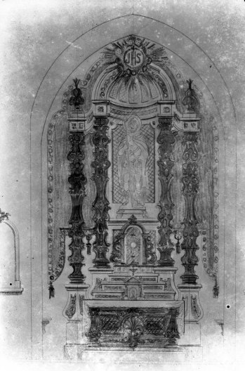 Reproducció del projecte de l’altar major de l'església de Sant Maurici, a Sant Mori, 1946 (ACGAX. Fons Sadurní Brunet Pi. Autor: Sadurní Brunet)
