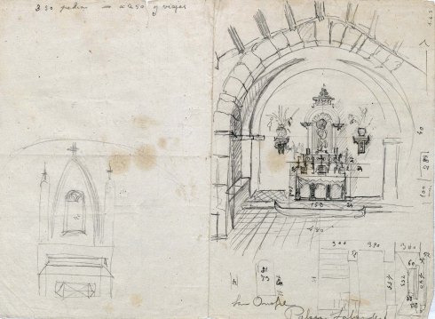 Esbós del projecte de l’altar de l’ermita de Sant Onofre, a Palau-saverdera, 1944